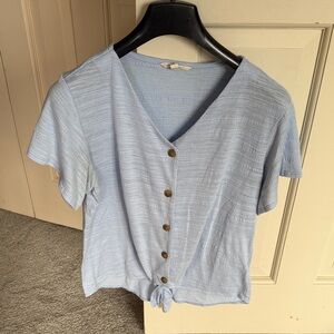 Light Blue Button-Down Women Top
